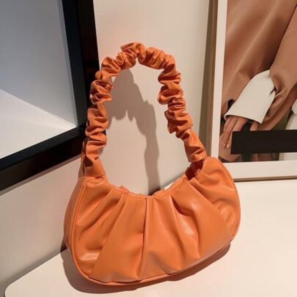 Orange Ruched Handle Bag